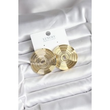 Pirinç Gold Renk Circle Model Kadın Küpe - Çok Renkli