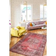 Blues Vintage Desenli Dokuma Taban Dekoratif Kırmızı Halı (Al 119