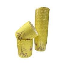 Cupcake/muffin /suffle Kek Kapsülü Sarı Paris Desenli 25 Li