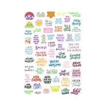 57 Adet Good Vibes-motto Motivasyon Sticker Seti - Etiket Seti Scrapbook Bullet Journal Çok Renkli
