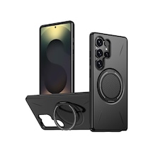 Galaxy S25 Ultra İçin Kılıf Mag-forge 360 Döndürülebilir Yüzük Stantlı S25 Ultra Koruyucu Pc+tpu Hibrit Tasarımlı Güçlü Manyetikli S25 Ultra Kılıf Siyah 50 x 22