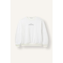 Defacto Relaxed Fit Bisiklet Yaka Baskılı İçi Yumuşak Tüylü Sweatshirt Kız Çocuk I4895a826auwt34 Beyaz-wt34