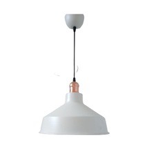 Retro Metal Dekoratif Beyaz İçi Beyaz Bakır Duylu Tekli Sarkıt Avize Çap:30 Cm