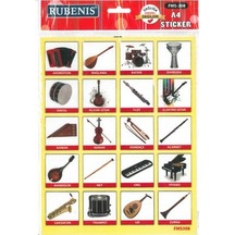 müzik aletleri sticker A4 ebatında her resim 4x4 cm 20 resim