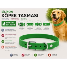 Silikon Köpek Boyun Tasması 22-30 Cm Küçük Irk Su Geçirmez Ayarlanabilir Metal Tokalı - Yeşil Çok Renkli