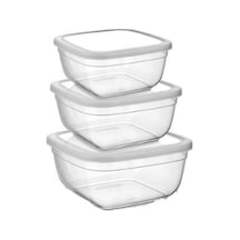 Asude Asd024 Maya Kare 3'lü Şeffaf Saklama Kabı Set 500-900-1500 Ml Çok Renkli