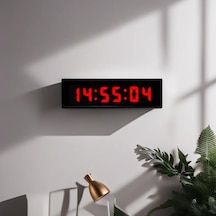 Saniyeli Dijital Led Duvar Ve Masa Saat Derece Ve Nem - Kırmızı Kasa Ölçüsü: 7x26 Cm