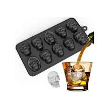 Jialan Kafatası Buz Küpü Kalıp 10-ızgara Kafatası Buz Kalıp Siyah