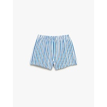 Koton Beli Lastikli Bürümcük Kumaş Çizgili Şort Mavi Çizgili 5skg40199ak Mavi Çizgili Mavi