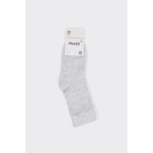 Panço Unisex Çocuk 2'li Basic Gri-beyaz Soket Çorap