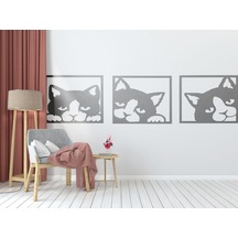 Kediler Duvar Sticker - Kediler Duvar Sticker Dekoratif Odası Duvar Sticker Duvar Süsü 60x15-7 Renkli