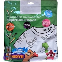 Nessiworld Kalem Hediyeli Boyanabilir Tişört 3-4 Yaş Beyaz