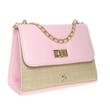 Fabrika Pembe 13x19x8 Kadın Omuz Çantası Mini-makaron Pembe Sarı