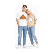 Nevermind Sevgili Kombini Eğlenceli Baskılı Çift Tişört Oversize Unisex Par Beyaz