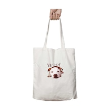 Art Hediye Woof - Terrier İki Tarafı Kalıcı Baskılı Yıkanabilir Okul Plaj Omuz Bez Çantası Çok Renkli
