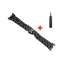 Uyumlu Mi Kordon 22mm Metal Kordon 36 Gümüş-siyah