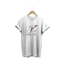 Hunting Avcılık English Pointer Av Köpeği Baskılı %100 Pamuk Regular Fit Unisex T-shirt Beyaz