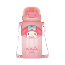 460 Ml Kuromi Çocuk Termos Kız Saman Su Isıtıcısı Crossbody Paslanmaz Çelik F 460ml F