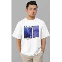 Killua Zoldyck Hunter X Hunter Baskılı Unisex Oversize Anime Tişö Beyaz