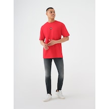 Oversize Fit Erkek Tshirt K.kol Kırmızı