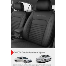 İstanbul Serisi Deri Oto Koltuk Kılıfı Toyota Corolla-auris-yaris Uyumlu Siyah