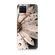 Realme 8 Uyumlu Papatya Ve Su Damlaları Desenli Silikon Kılıf