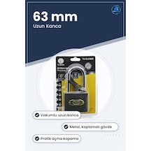 Asma Kilit Vakumlu Uzun Kanca 63 Mm Metal Gövde Kapı Dolap Bisikl