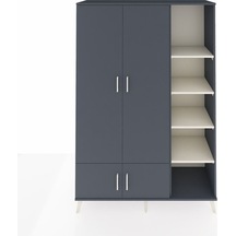 Hyperion Dolap 6 Raflı 4 Kapaklı Tek Askılı 132x44x195 Antrasit-antrasit/aytaşı Antrasıt/aytası