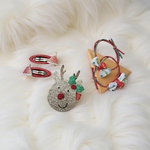 Noel Geyik 4'lü Toka Seti Christmas Hair Clip Set-210 Kırmızı