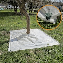 3x3 Metre Ağaç Koruma Örtüsü Ve Sabitleme Çivisi Beyaz Yer Örtüsü Yabani Ot Engelleme Paspası Ağaç Dibi Bezi Sulzer Kumaş