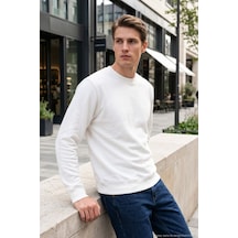 Buratti Pamuklu Relaxed Fit Bisiklet Yaka Sweat Erkek Sweat 5901257 Ekru