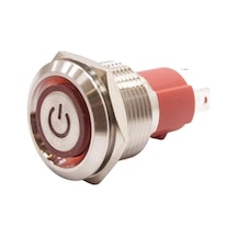 Motorobit 19D-P1-Ec 19Mm Düz Yaylı Işıklı Power Metal Buton - Kırmızı