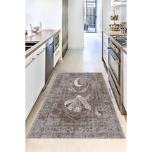 Bej Kaymaz Tabanlı Yıkanır Kitchen Queen Mutfak Halısı Vh103n11
