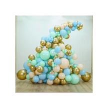 Krom Gold Makaron Mavi Mint Ve Somon Balon Zinciri 100 Adet Mix