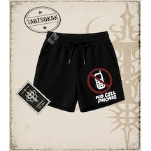 Tarzsokak Gotik & Grunge Streetwear No Cell Phones Unisex Şort Siyah