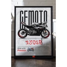 Cfmoto 250 Sr Siyah Ahşap Çerçeveli Poster, Dekoratif Motosiklet Duvar Tablosu