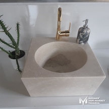 Bej Mermer Lizbon Kare Lavabo
