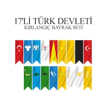 17'li Türk Devletleri Kırlangıç Bayrak Seti 50x150 Tek Ebat