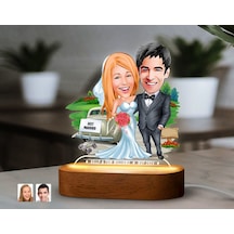 Bk Gift Kişiye Özel Yeni Evli Çift Karikatürlü Dekoratif 3d Biblo Led Işıklı Gece Lambası-1, Düğün Hediyesi, Yıl Dönümü Hediyesi Kobitmeyen138266 Bk
