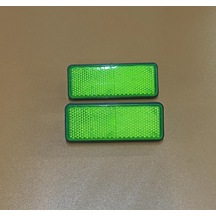 Yeşil Reflektör Dikdörtgen 5mm Vidalı Plastik 3d 2 Adet