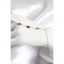 Pirinç Renkli Zirkon Taşlı Dikdörtgen Model Gümüş Renk Kadın Şahmeran Çok Renkli