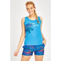 Maraton Sportswear Regular Kadın Basic Saks Şort 19350-saks