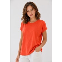Fashion Friends Bisiklet Yaka Kadın Bluz 26y0194k1 Nar Çiçeği
