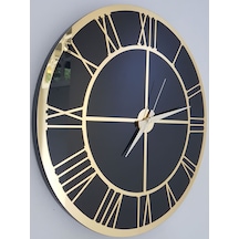 Ayna Denizi Gold Black Model Altın Siyah Renk 50 CM Dekoratif Aynalı Duvar Saati Altın - Siyah