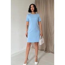 Mavi Kısa Kol Atlas Mini Elbise Mavi