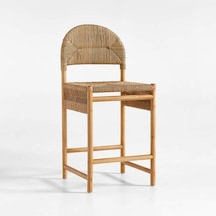 Crate & Barrel Rustler Dokuma Tezgah Taburesi, Doğal Ahşap Ve Rattan Detaylarla Şıklık Sandalye Çok Renkli