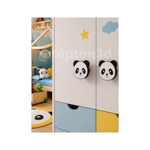 6 Adet - Sevimli Panda Dolap Kulpu, Mobilya Kulbu - Bebek Odası, Çocuk Odası Aksesuar, Kulp Kulp Vidası Dahildir Sarı