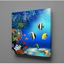 Akvaryumda Balıklar Kanvas Tablo 120x120cm