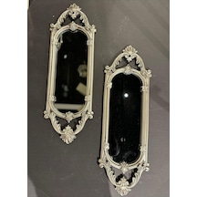 Peramari Dekoratif Polyester Ikili Niş Dikdörtgen Ayna Takımı Gümüş Gümüş Diğer