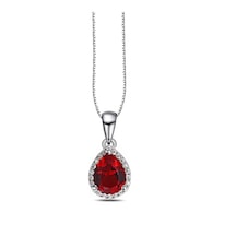 Brezza Lusso Jewelry Işıltılı Kırmızı Damla Kadın Gümüş Kolye 45 CM 45 CM